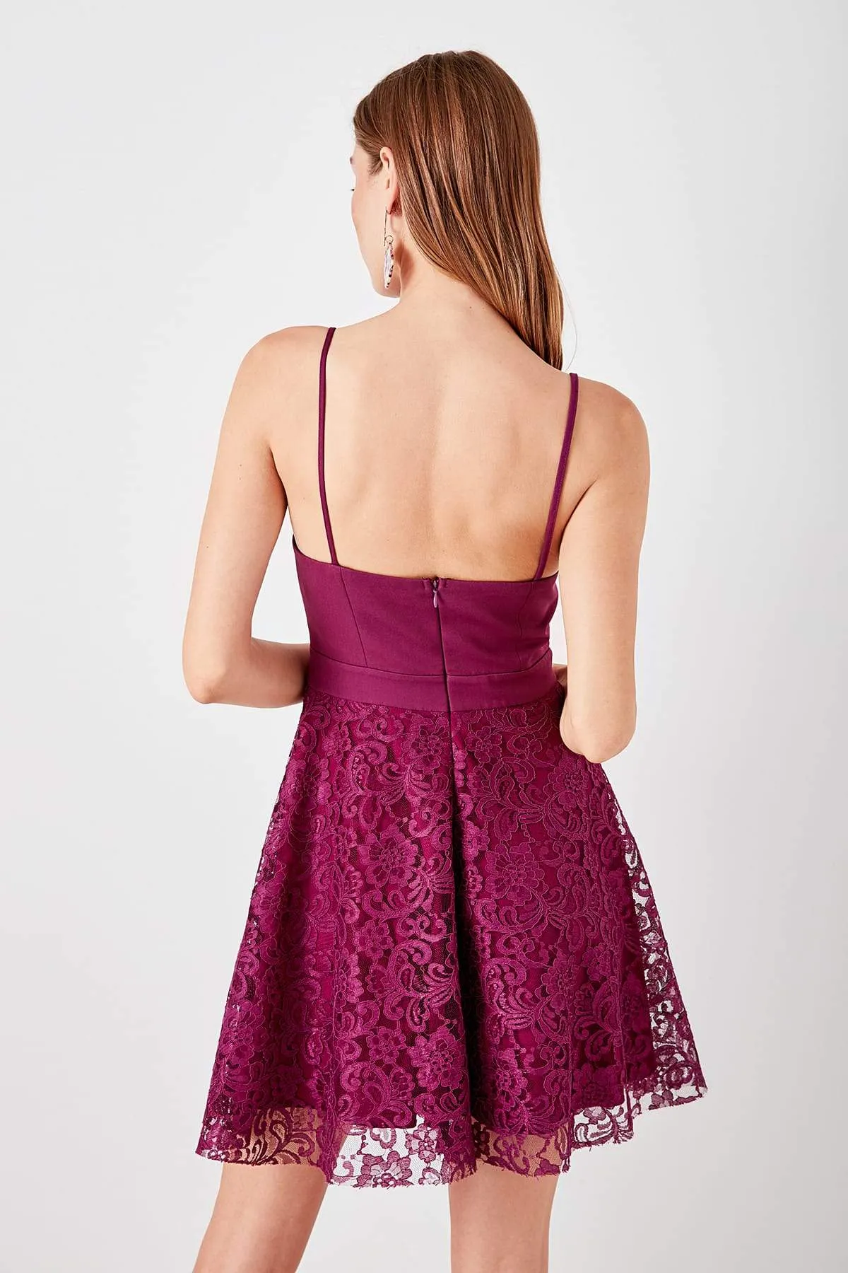 11603 Plum Lace Skirt Dress