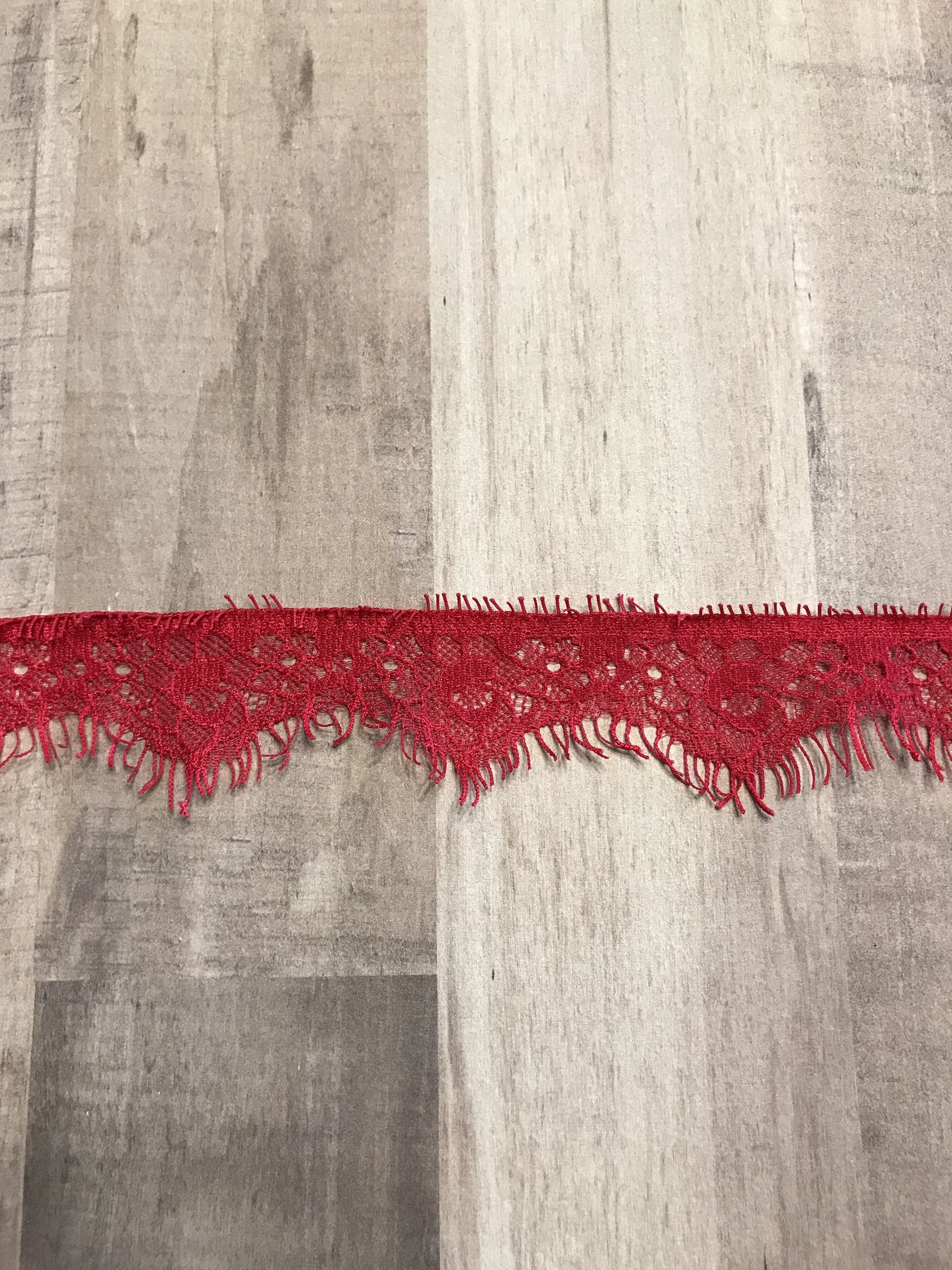 3YDS Red 1" Wide Eyelash Lace Trim