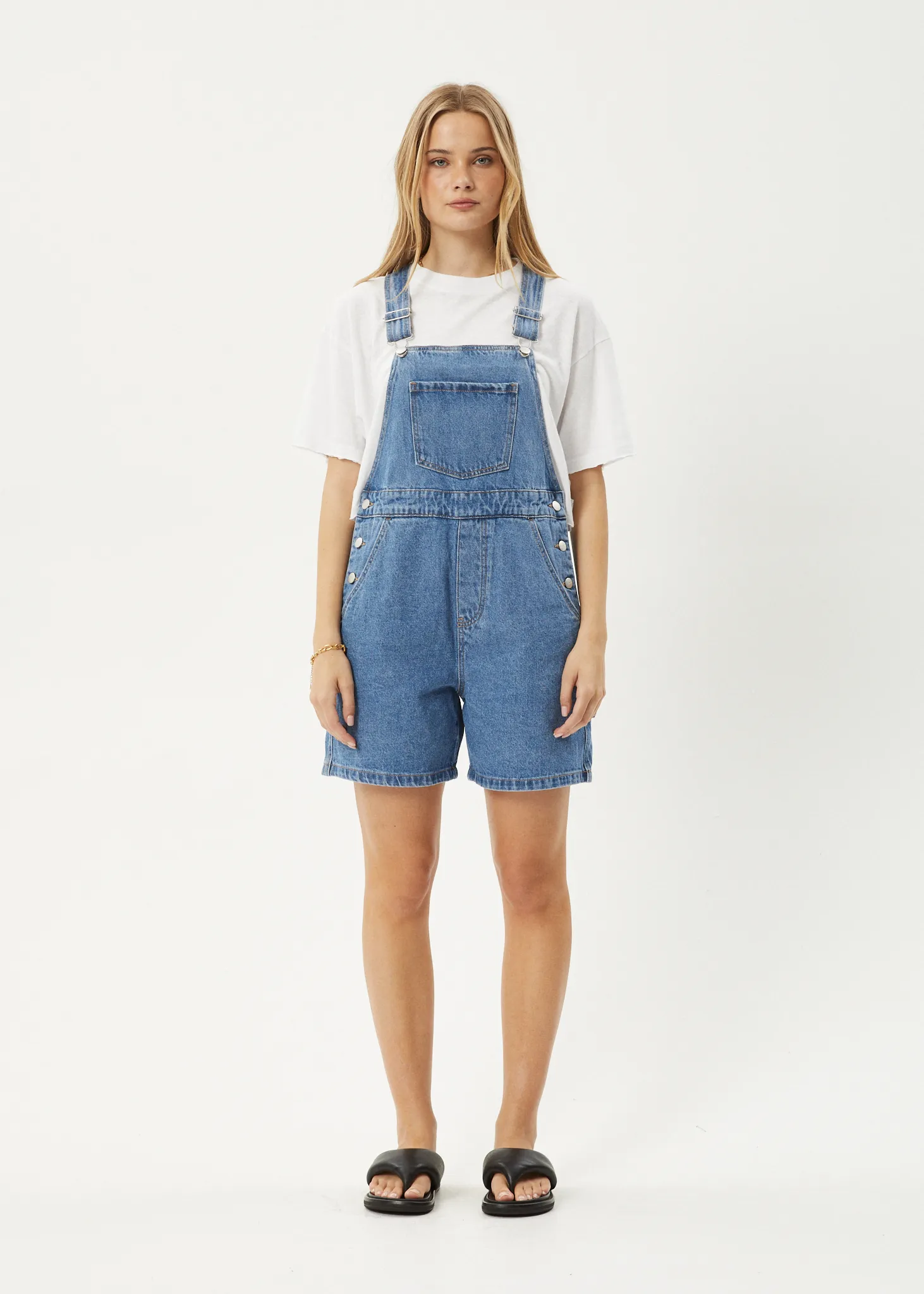 AFENDS Womens Lil Louis - Denim Overall - Worn Blue