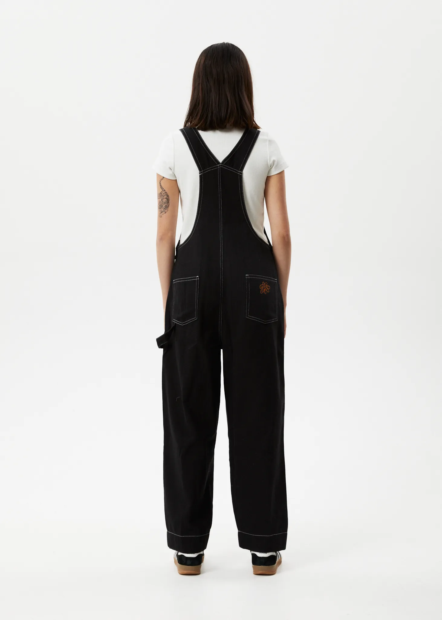 AFENDS Womens Louis - Baggy Overalls - Washed Black