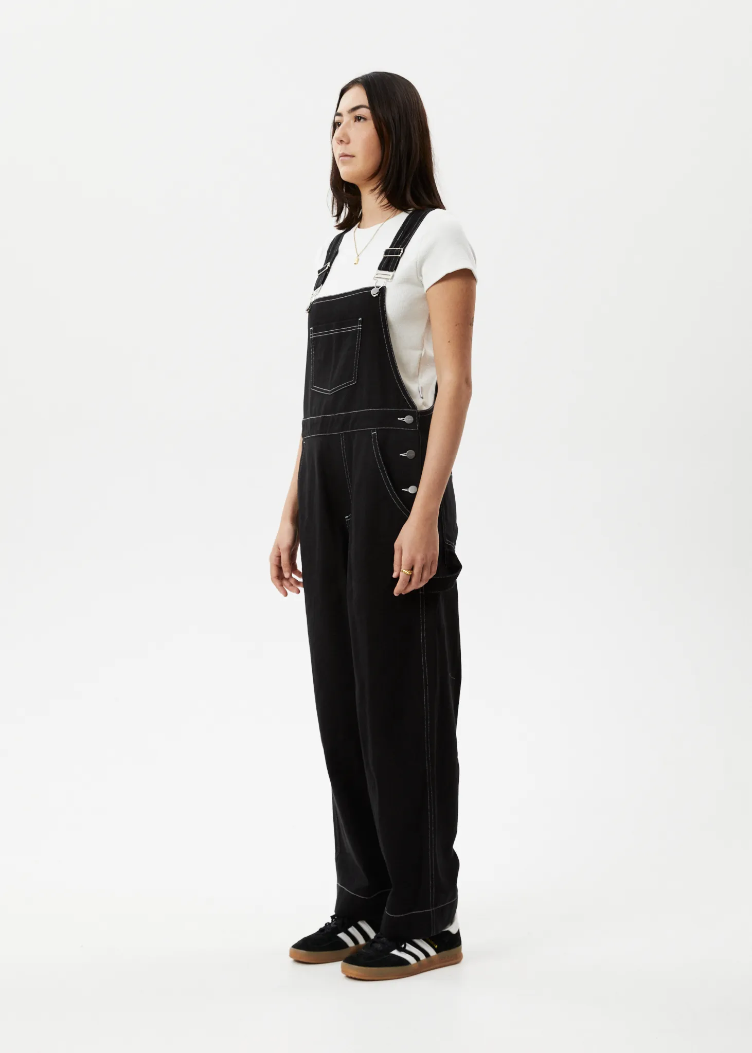 AFENDS Womens Louis - Baggy Overalls - Washed Black