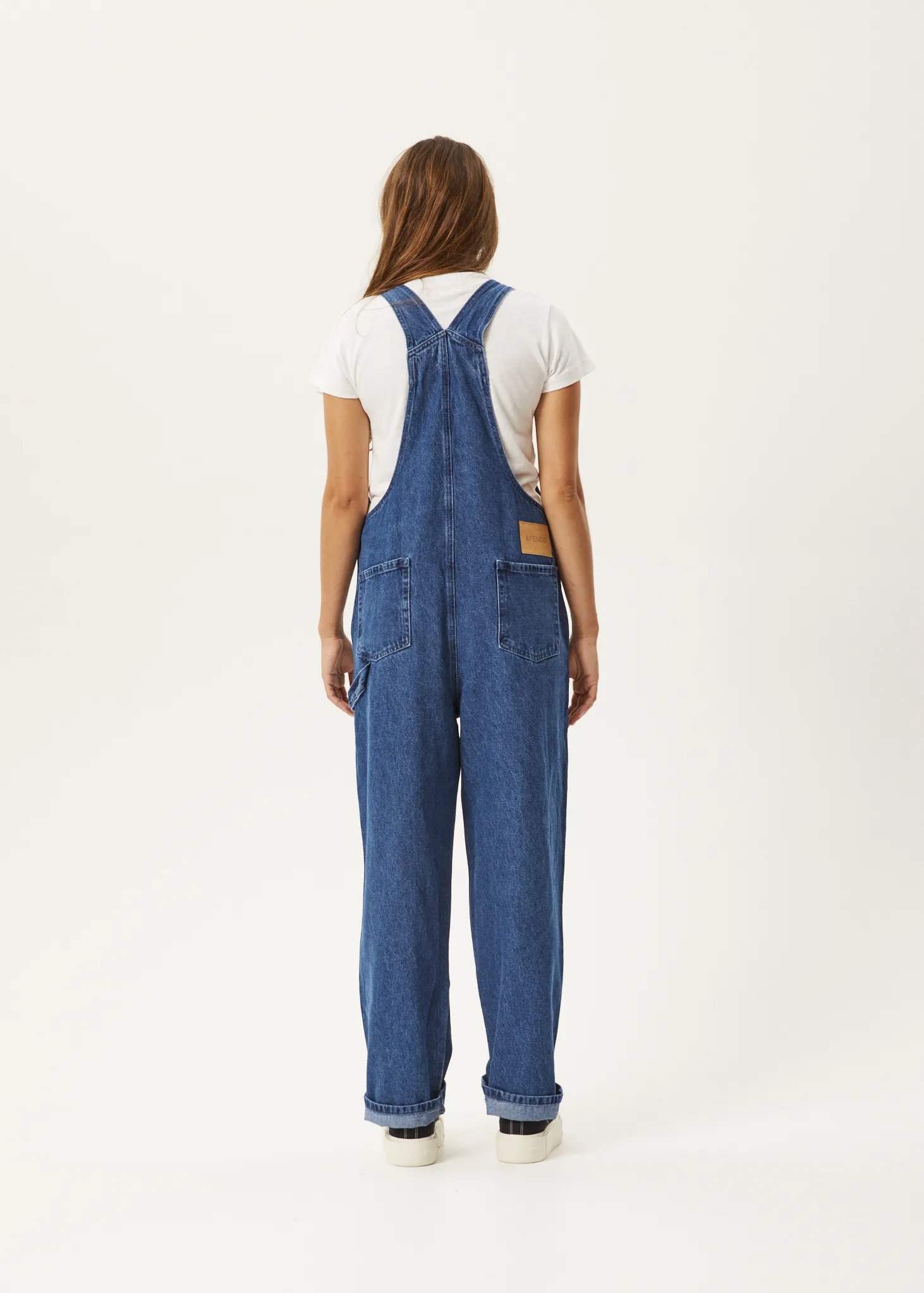 AFENDS Womens Louis - Denim Baggy Overalls - Authentic Blue