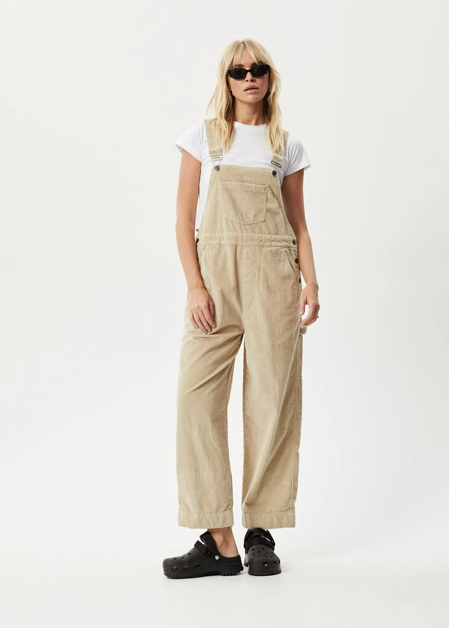 AFENDS Womens Paradise Louis - Corduroy Overalls - Dark Ecru