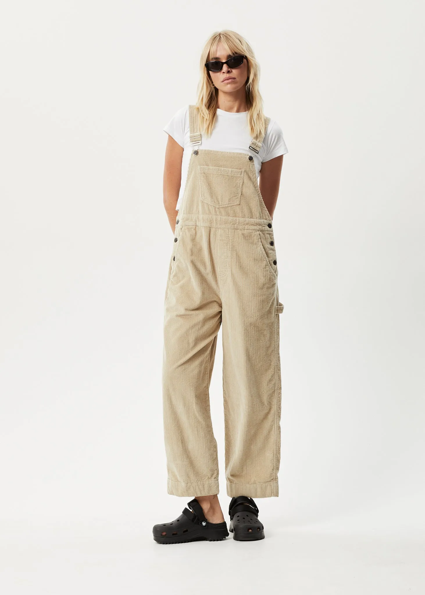 AFENDS Womens Paradise Louis - Corduroy Overalls - Dark Ecru