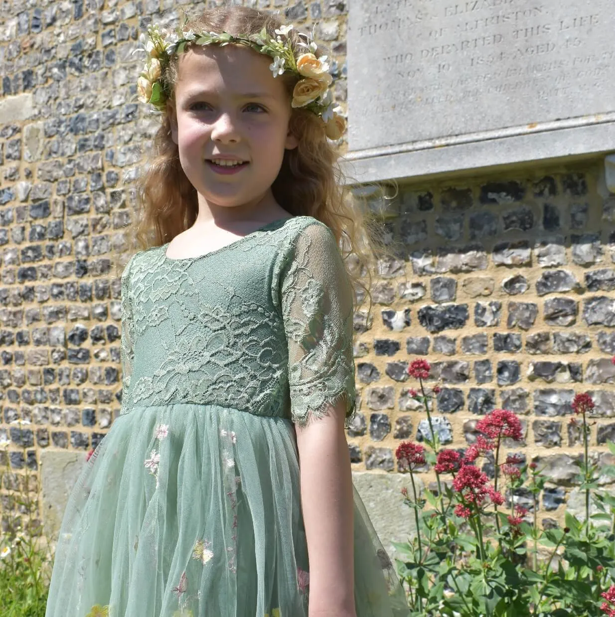 Baby Enchanted Dress - Embroidered Fern Lace