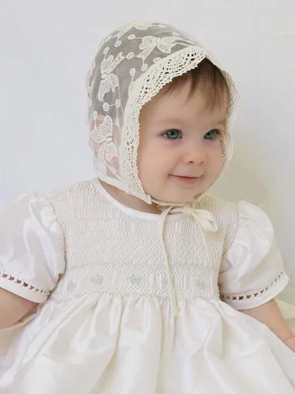 Baby Girls Bonnet in Ivory Lace for Christenings