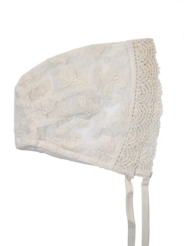 Baby Girls Bonnet in Ivory Lace for Christenings