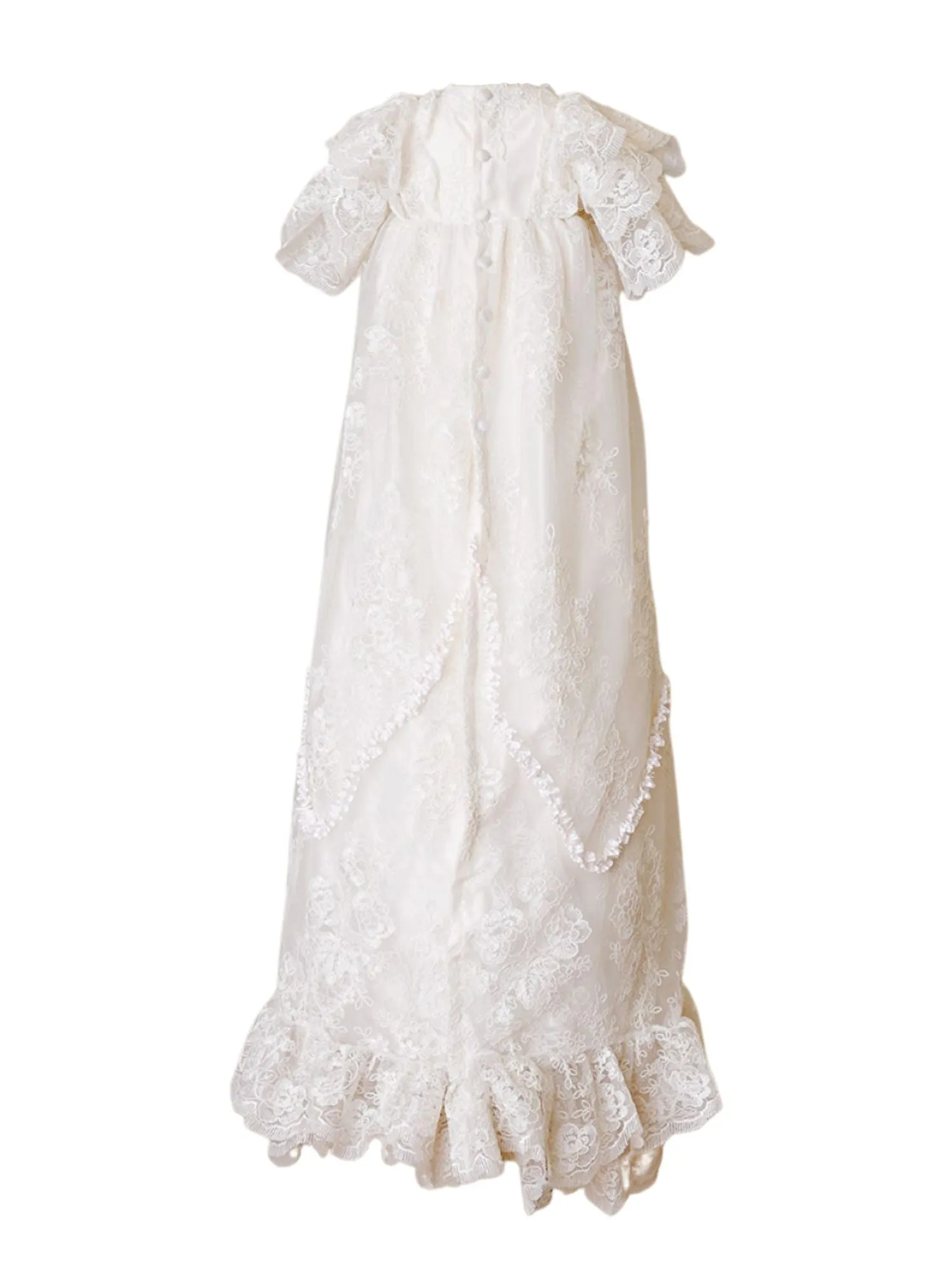 Baby Girls Pearl White Satin Silk Royal Christening Gown Outfit, Sizes 3-12M