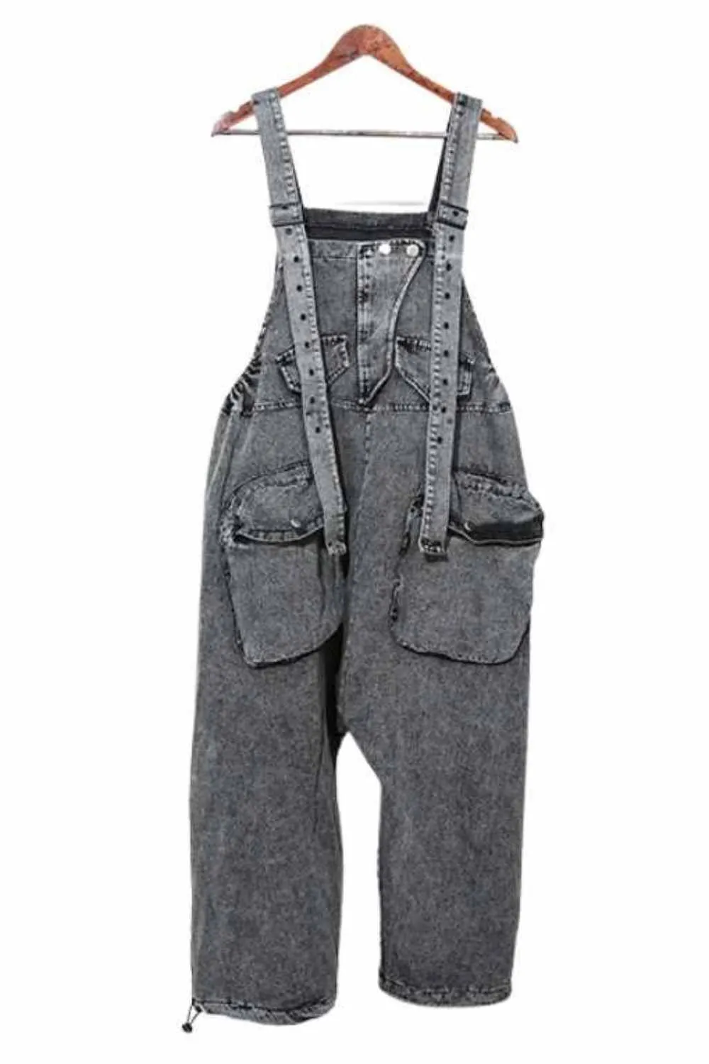 Black Denim Jumpsuit Loose Fit