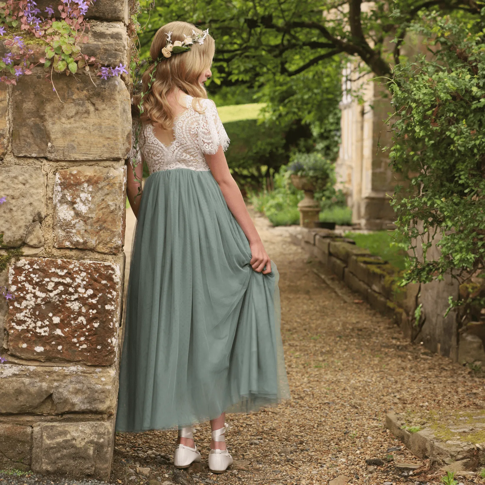 Bohemian Flutter Dress - Sage Green