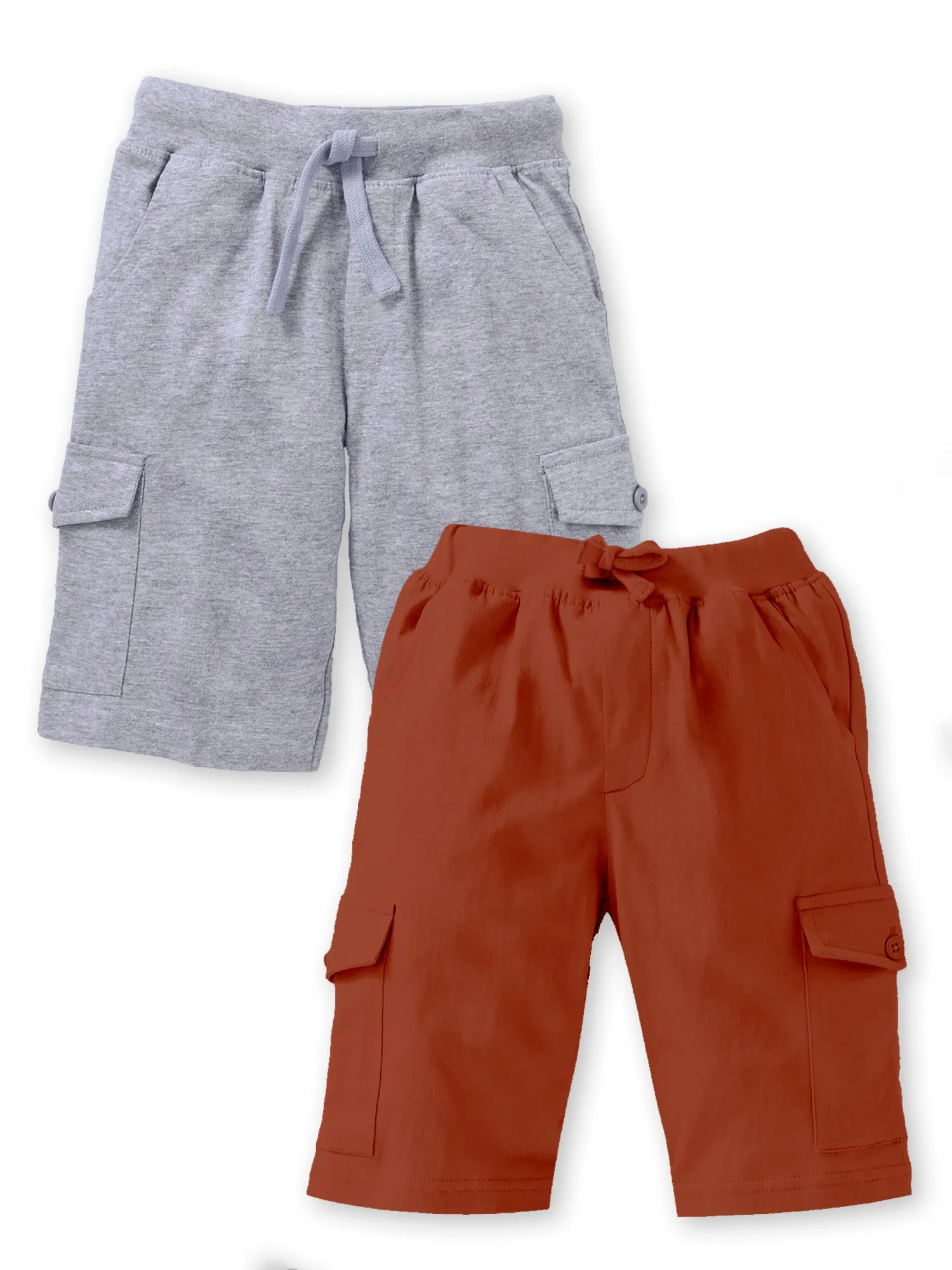 Boys Solid Knit Cargo Short Pack Of 2