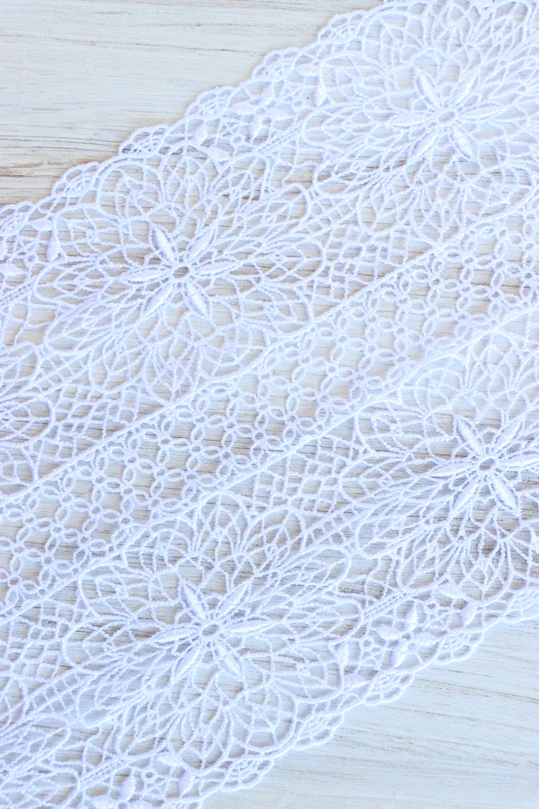 Bright White 8" Wide Venice Lace