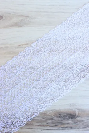 Bright White 8" Wide Venice Lace