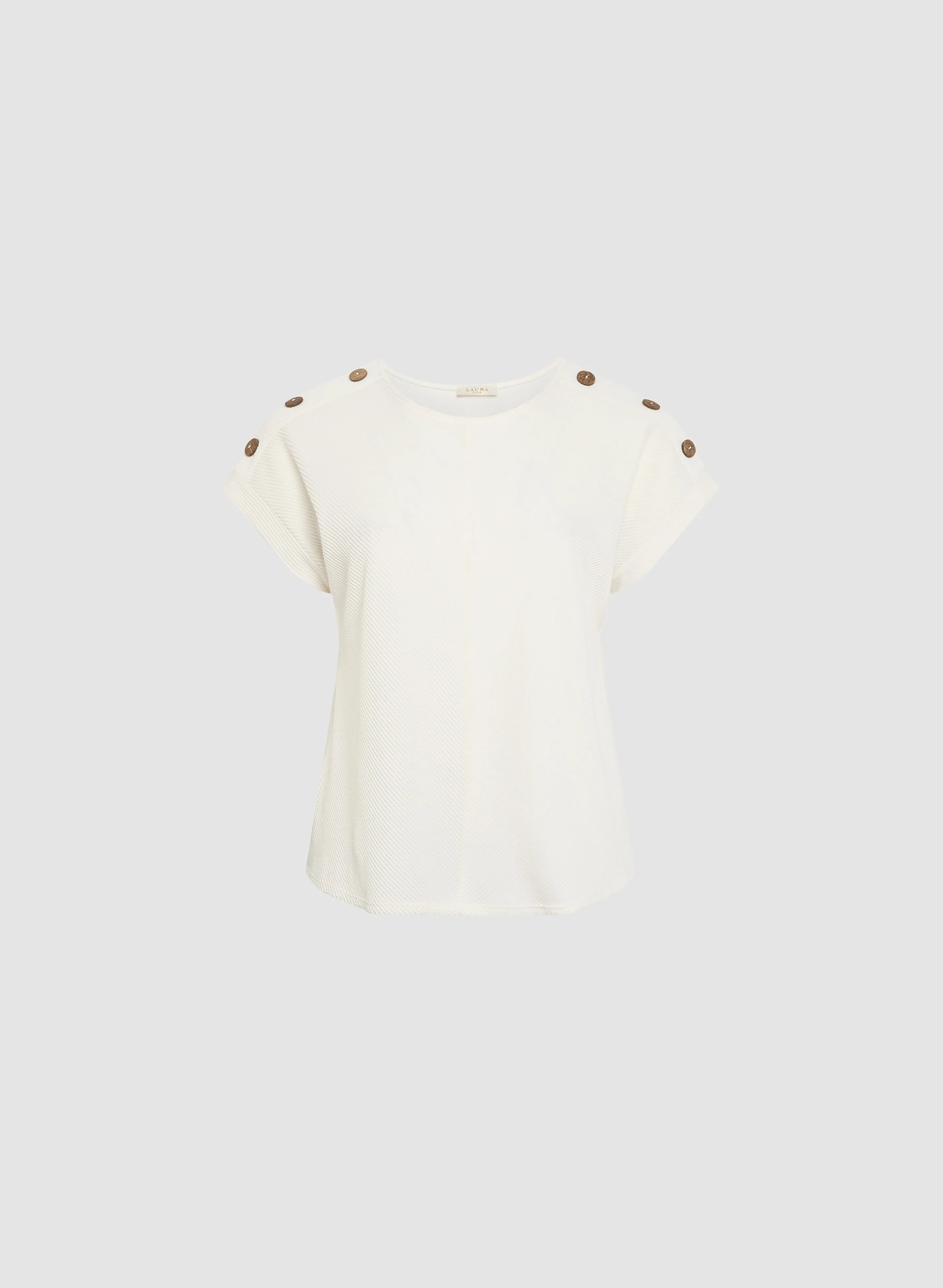 Button Detail Cap-Sleeve Top