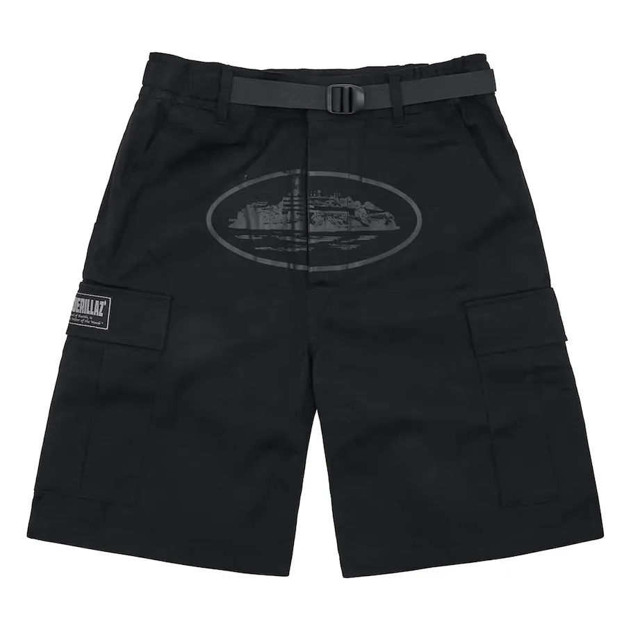 Corteiz Alcatraz Cargo Shorts Triple Black