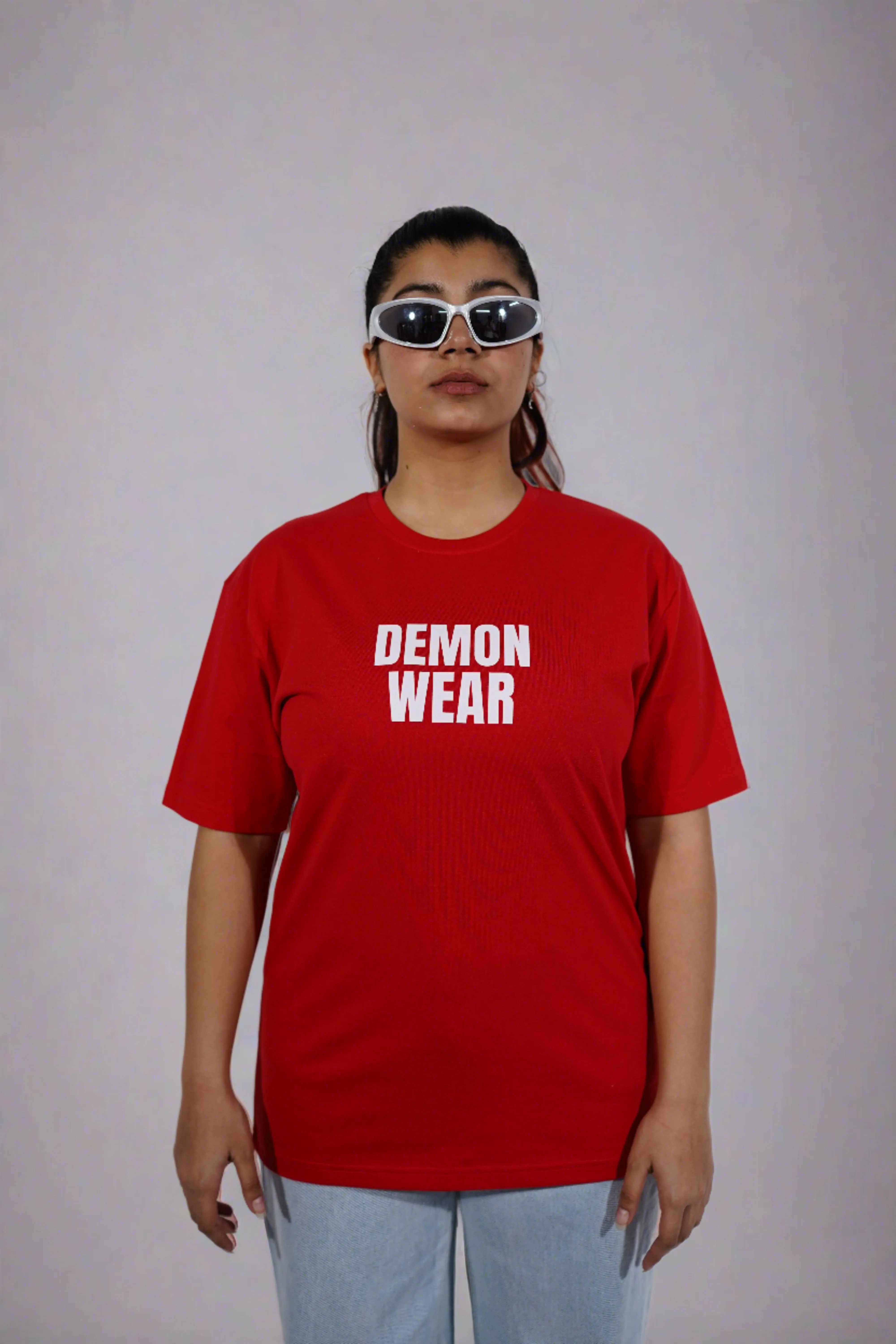 Demon Wear Oversized Red T-Shirt By DemonWear for Her