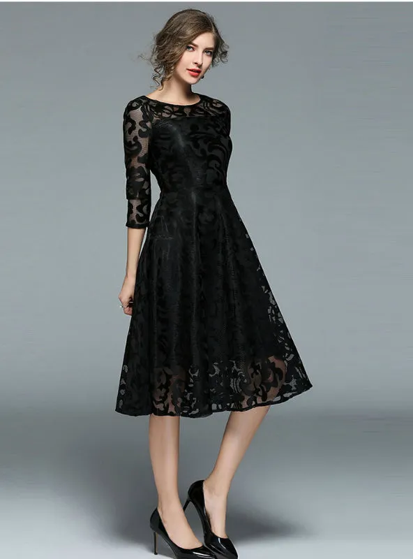 Elegant Slim Ladies Party Dress Women Casual Lace Dresses