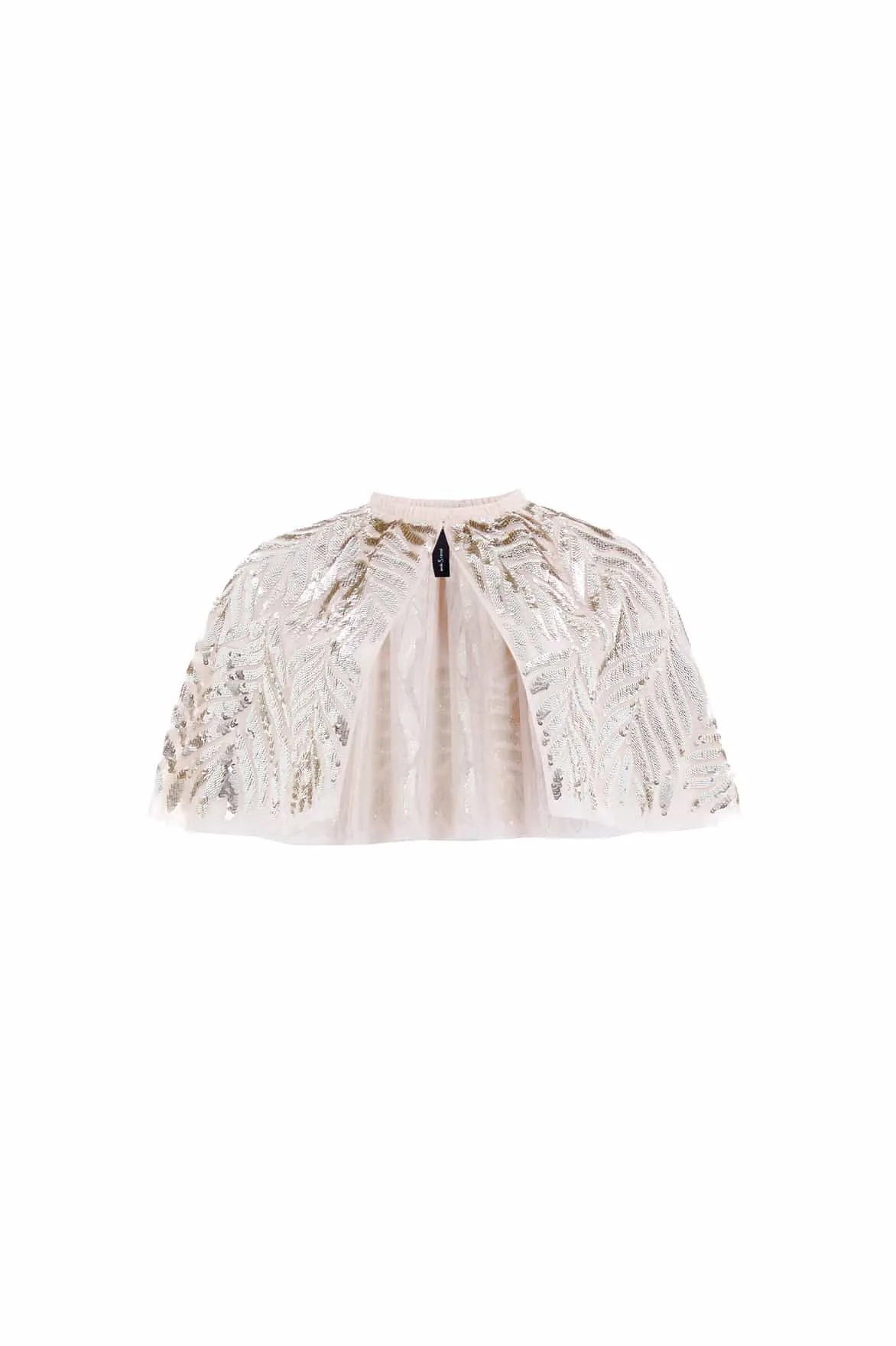 Feather Sequin Short Open Cape