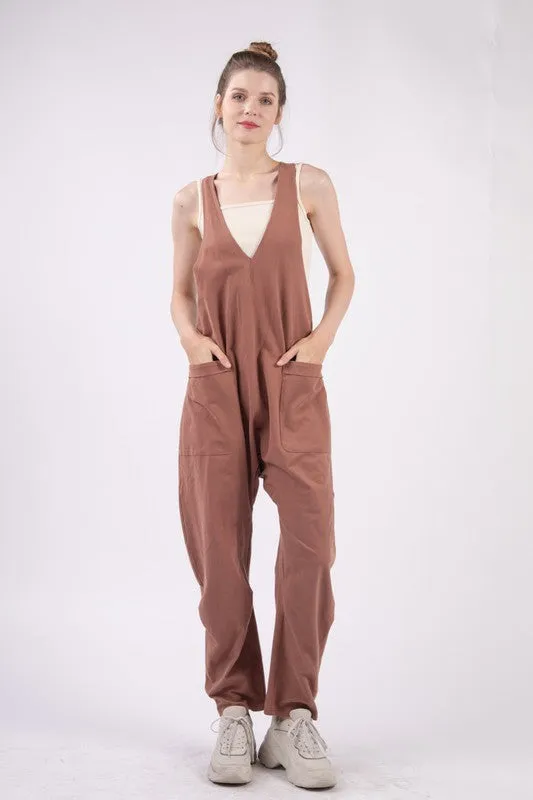 Jamie Casual Loose Fit Solid Knit Baggy Jumpsuit