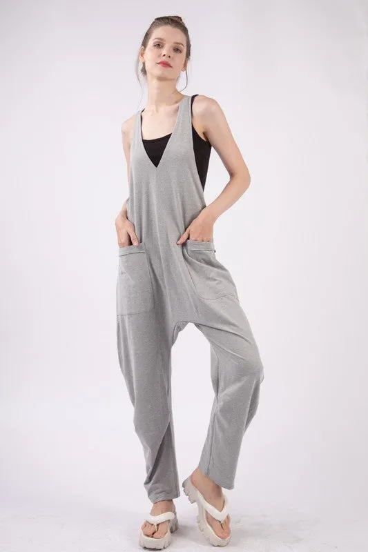 Jamie Casual Loose Fit Solid Knit Baggy Jumpsuit