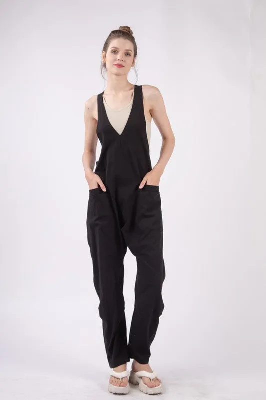 Jamie Casual Loose Fit Solid Knit Baggy Jumpsuit