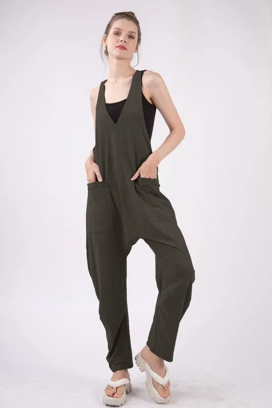 Jamie Casual Loose Fit Solid Knit Baggy Jumpsuit