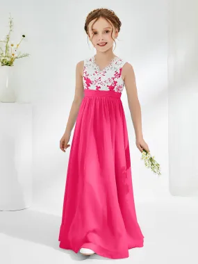 Lace Top Junior Bridesmaid Dresses Fuchsia