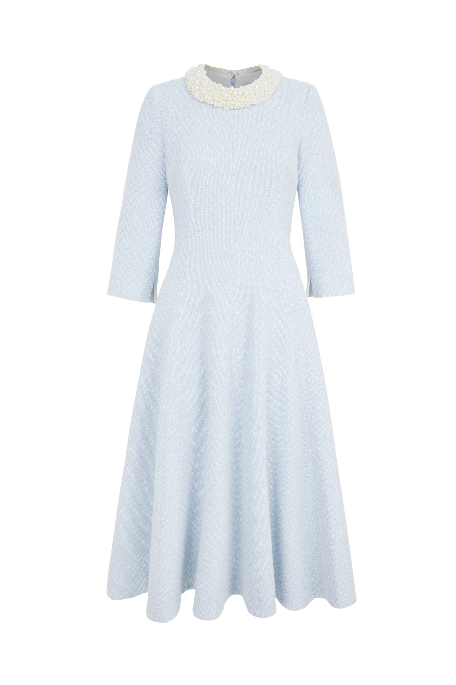 Lucy Midi Dress Light Blue Metallic Tweed