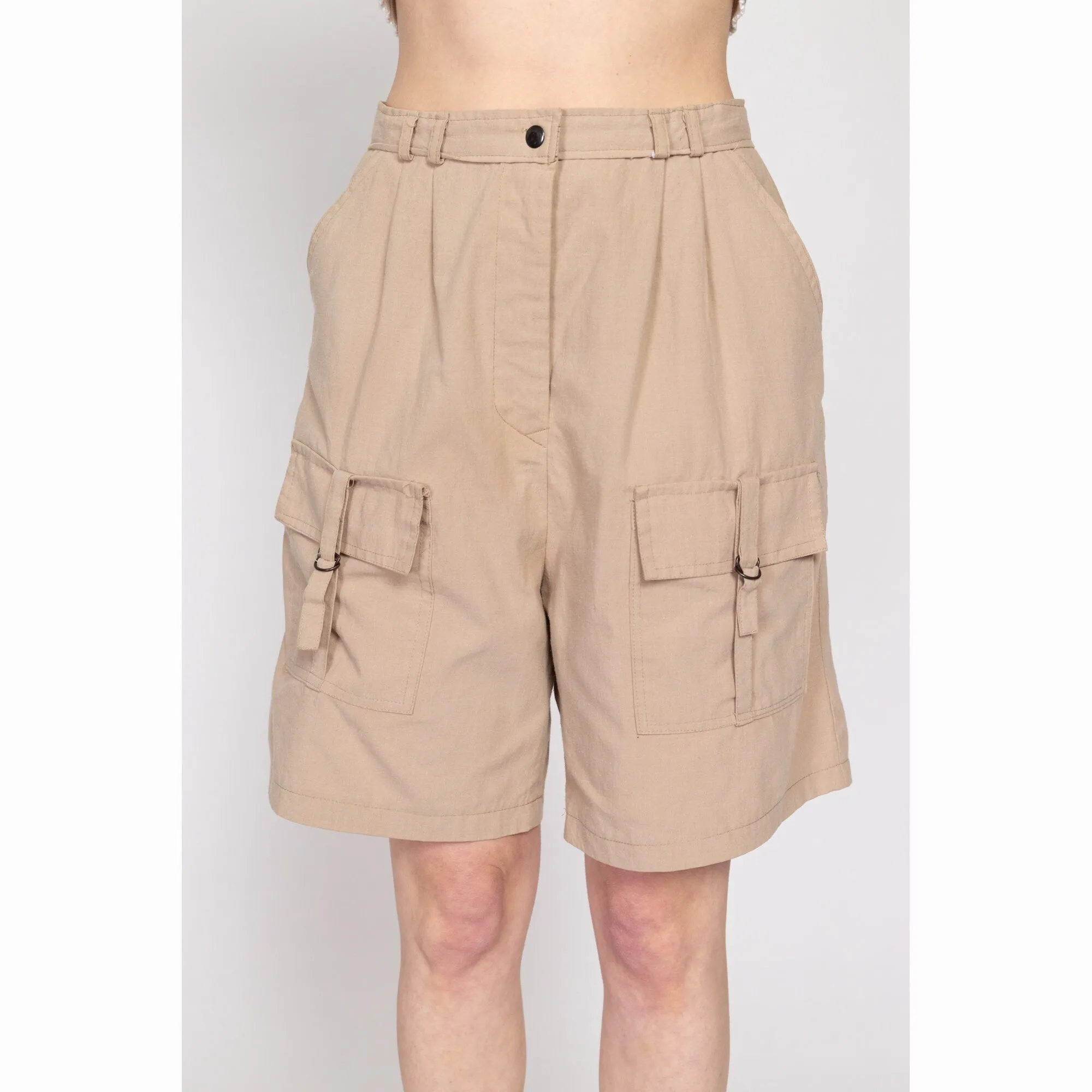 Medium 80s Khaki Pleated Cargo Shorts 28"