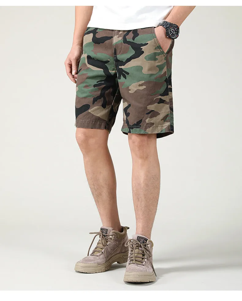 Men's Summer Camouflage American Casual Slim Fit Loose Cargo Shorts | 2301