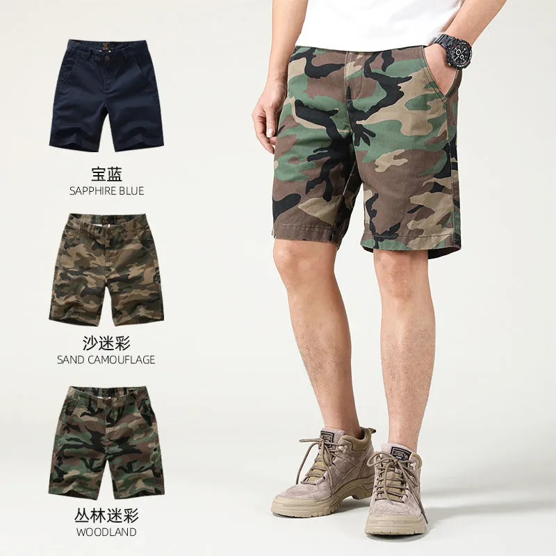 Men's Summer Camouflage American Casual Slim Fit Loose Cargo Shorts | 2301