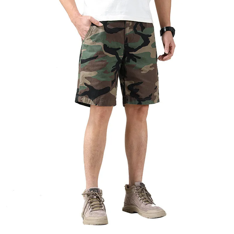 Men's Summer Camouflage American Casual Slim Fit Loose Cargo Shorts | 2301