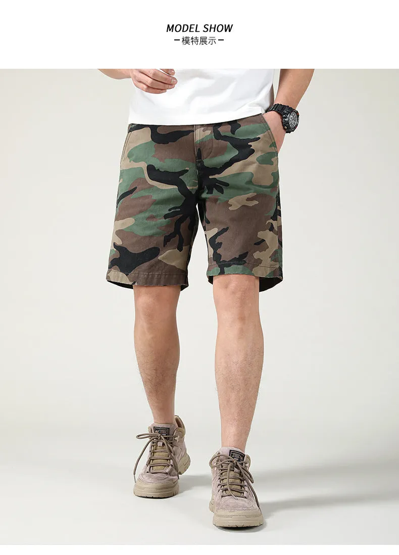 Men's Summer Camouflage American Casual Slim Fit Loose Cargo Shorts | 2301