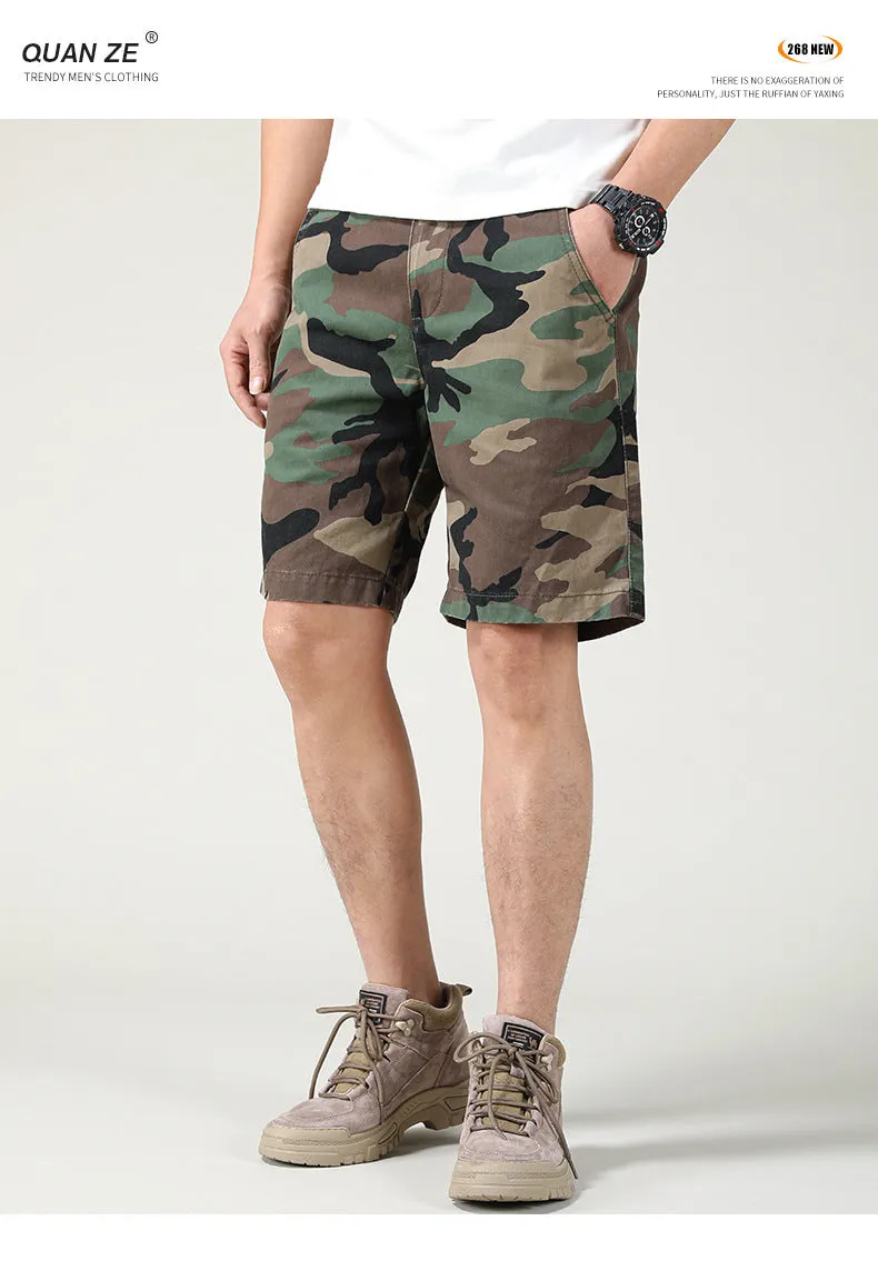 Men's Summer Camouflage American Casual Slim Fit Loose Cargo Shorts | 2301