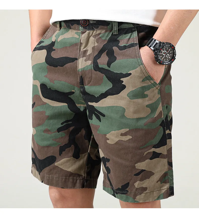 Men's Summer Camouflage American Casual Slim Fit Loose Cargo Shorts | 2301