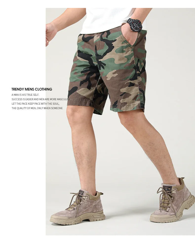 Men's Summer Camouflage American Casual Slim Fit Loose Cargo Shorts | 2301