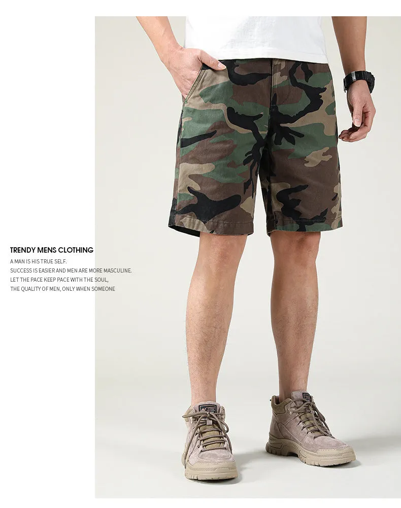 Men's Summer Camouflage American Casual Slim Fit Loose Cargo Shorts | 2301