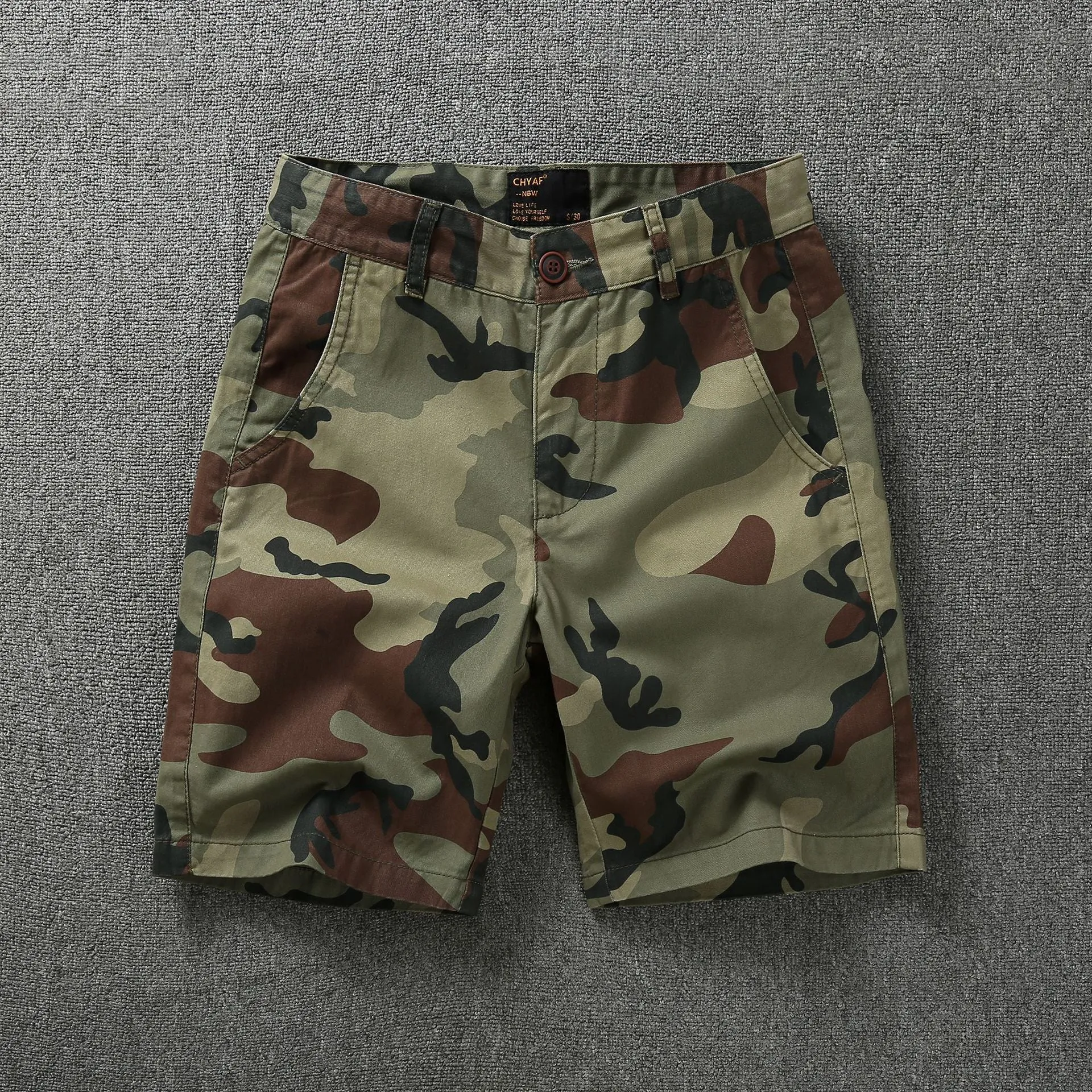 Men's Summer Camouflage American Casual Slim Fit Loose Cargo Shorts | 2301