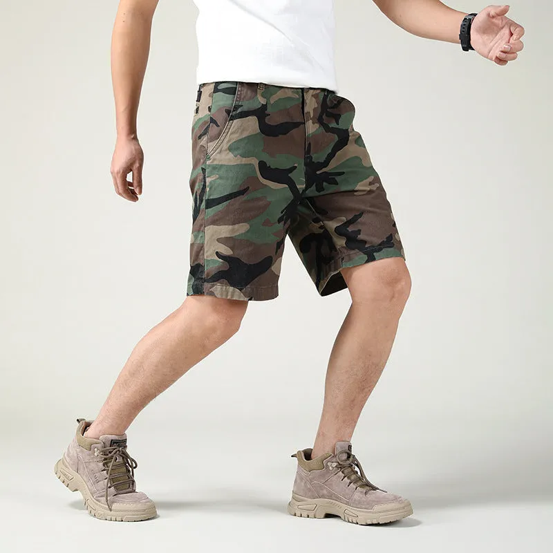 Men's Summer Camouflage American Casual Slim Fit Loose Cargo Shorts | 2301