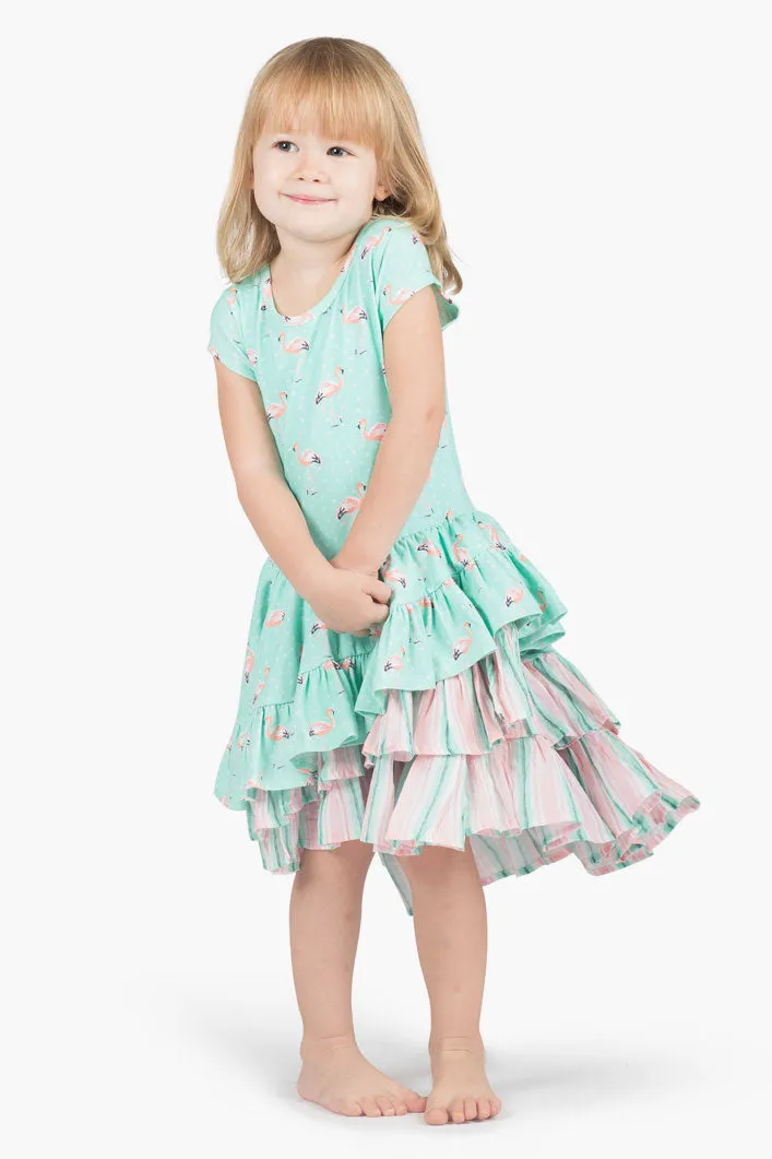 Paper Wings Flamingo Spot Girls Dress (Size 2 left)