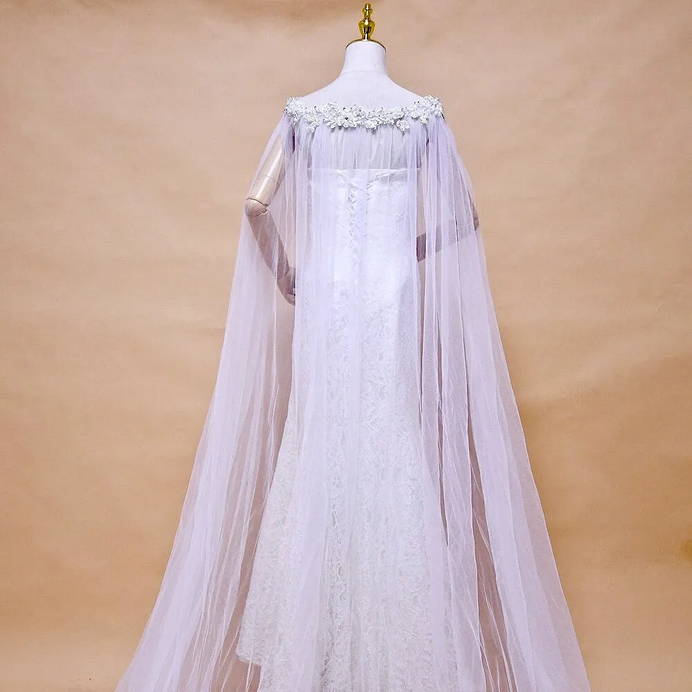 "Ruth" - Wedding Pearl Cape Veil - Cathedral Length