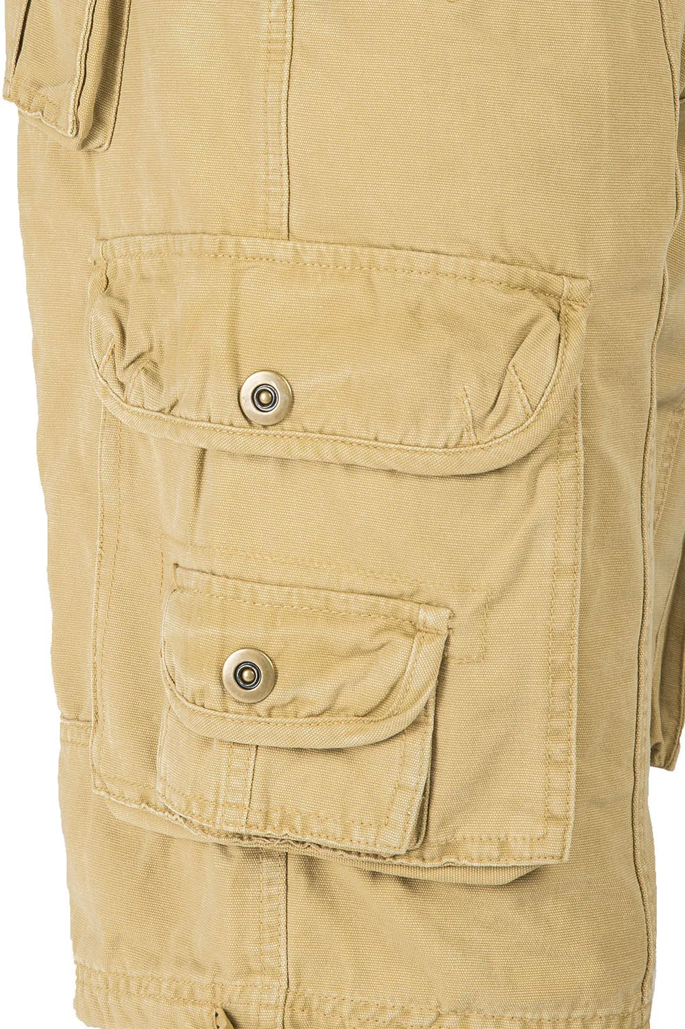 Relax Midrise Fit Timber Canvas Stone Wash Utility Shorts Multi Cargo Pockets