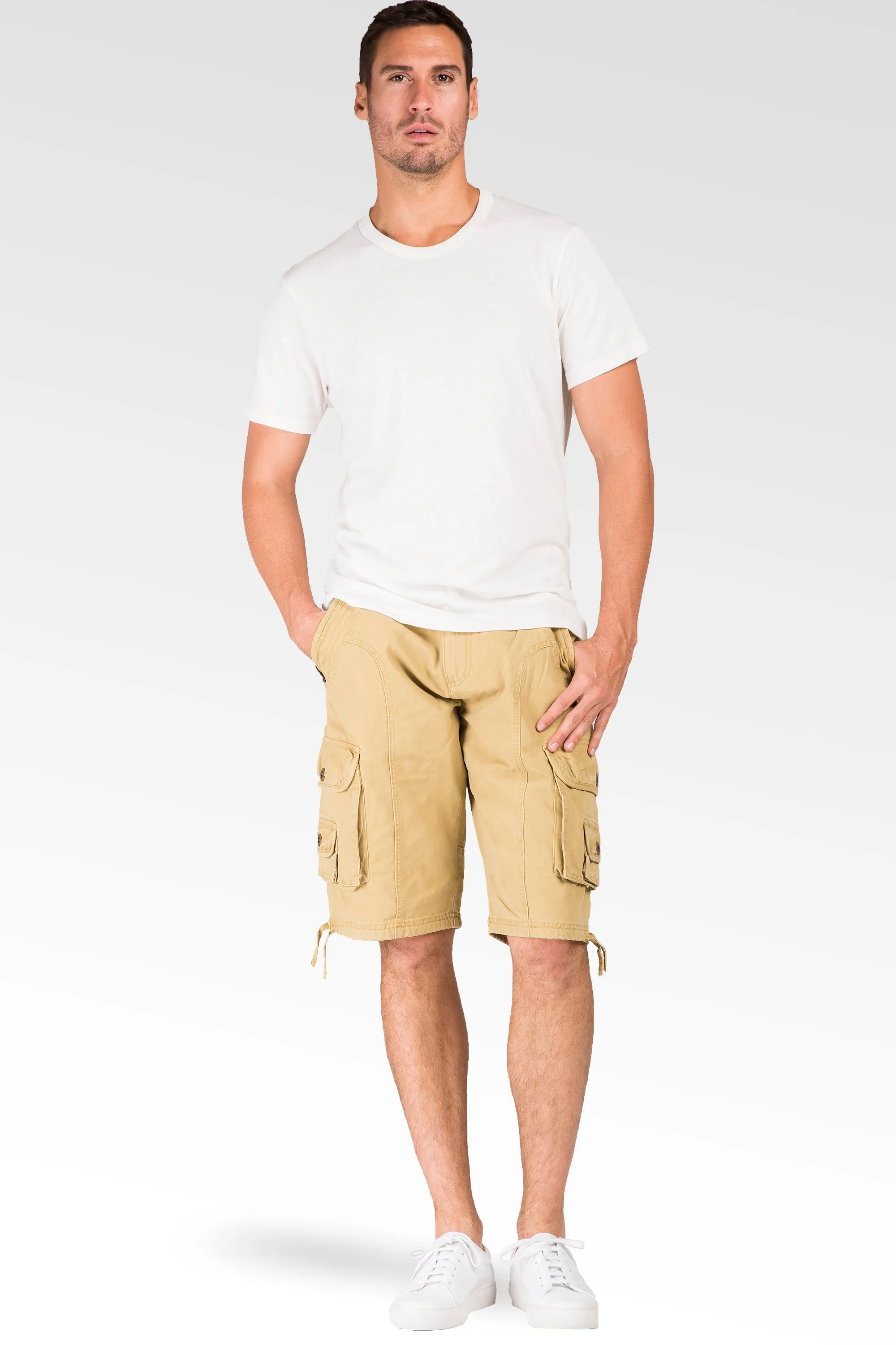 Relax Midrise Fit Timber Canvas Stone Wash Utility Shorts Multi Cargo Pockets