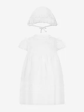 Sarah Louise Baby Girls Dress And Bonnet in Ivory