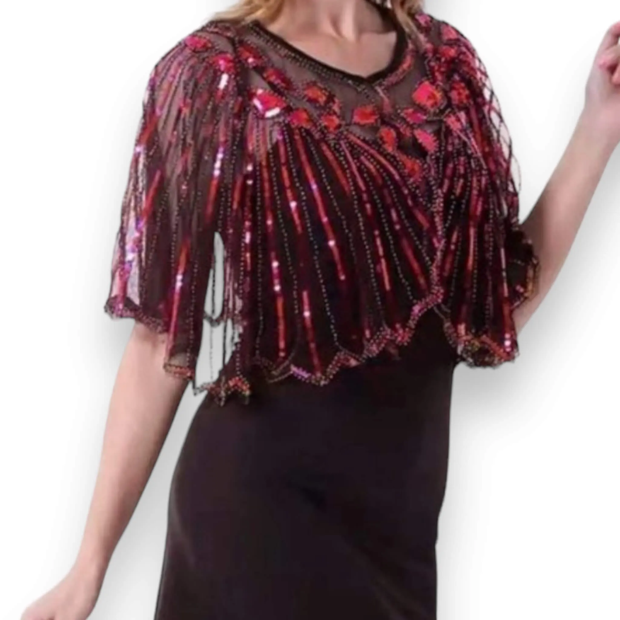 Sequin Beaded Bolero Cape