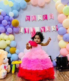 Shades of Pink Ruffled Dress