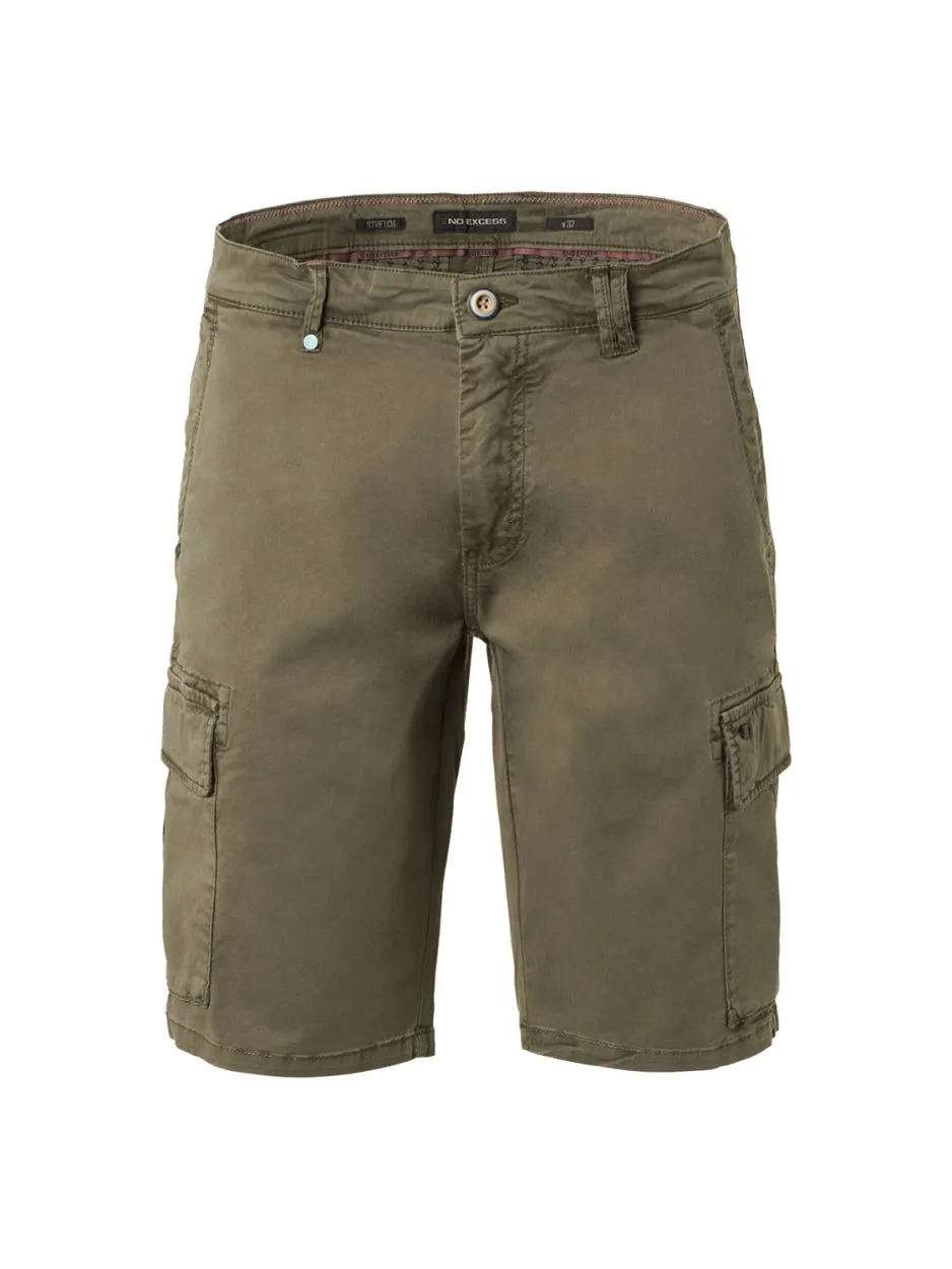 Short Cargo Garment Dyed   Stone Washed Stretch | Army