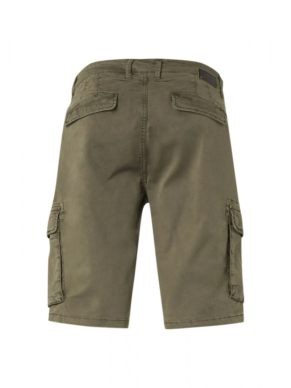 Short Cargo Garment Dyed   Stone Washed Stretch | Army