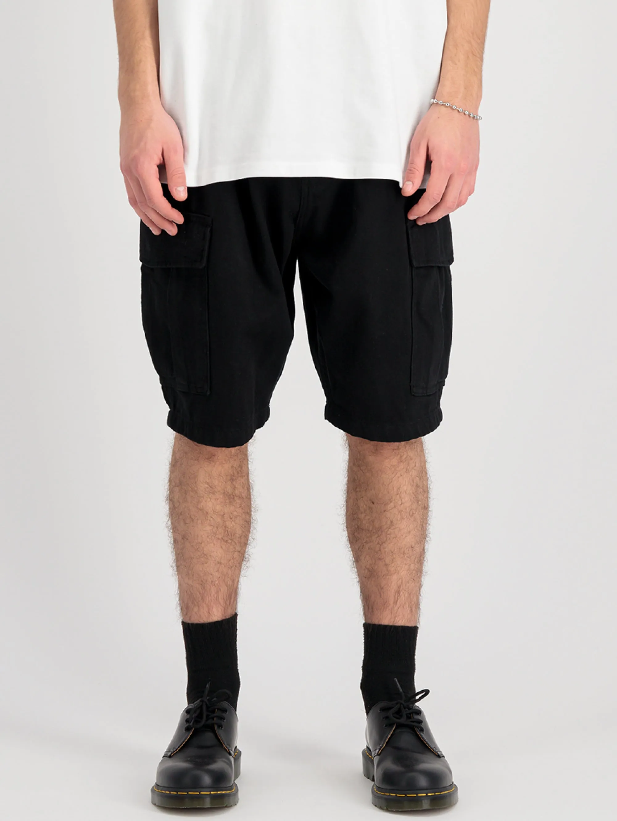 Shorts Cargo con Pince in Twill di Cotone Nero