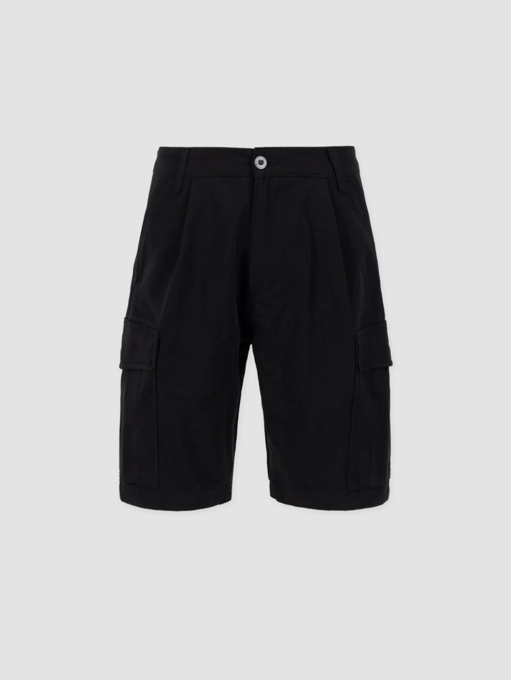 Shorts Cargo con Pince in Twill di Cotone Nero